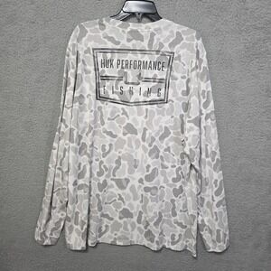 HUK Performance Fishing Shirt Mens 2XLXXL Gray Camo Graphic KC Print NWT